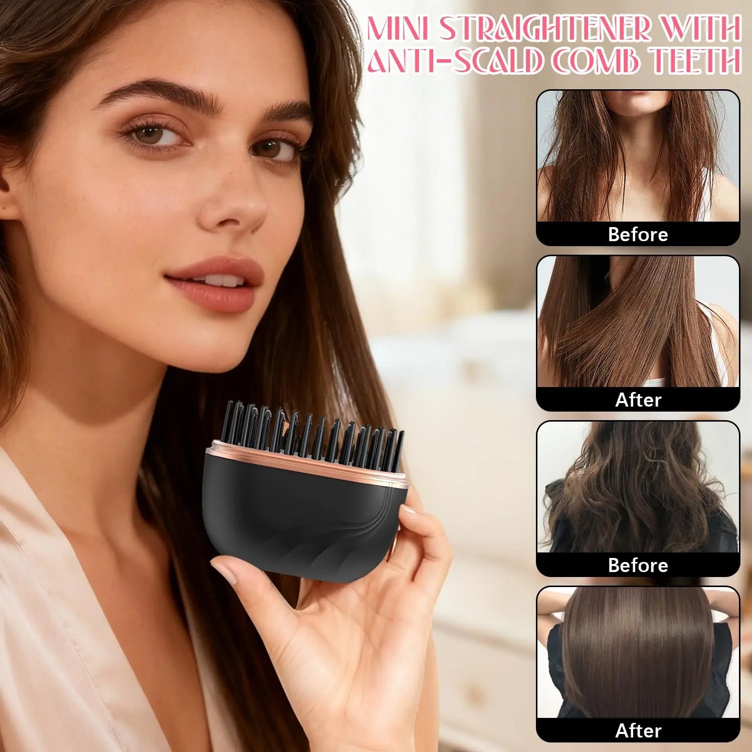 Portable Mini Straightener Rechargeable Brush USB Charging