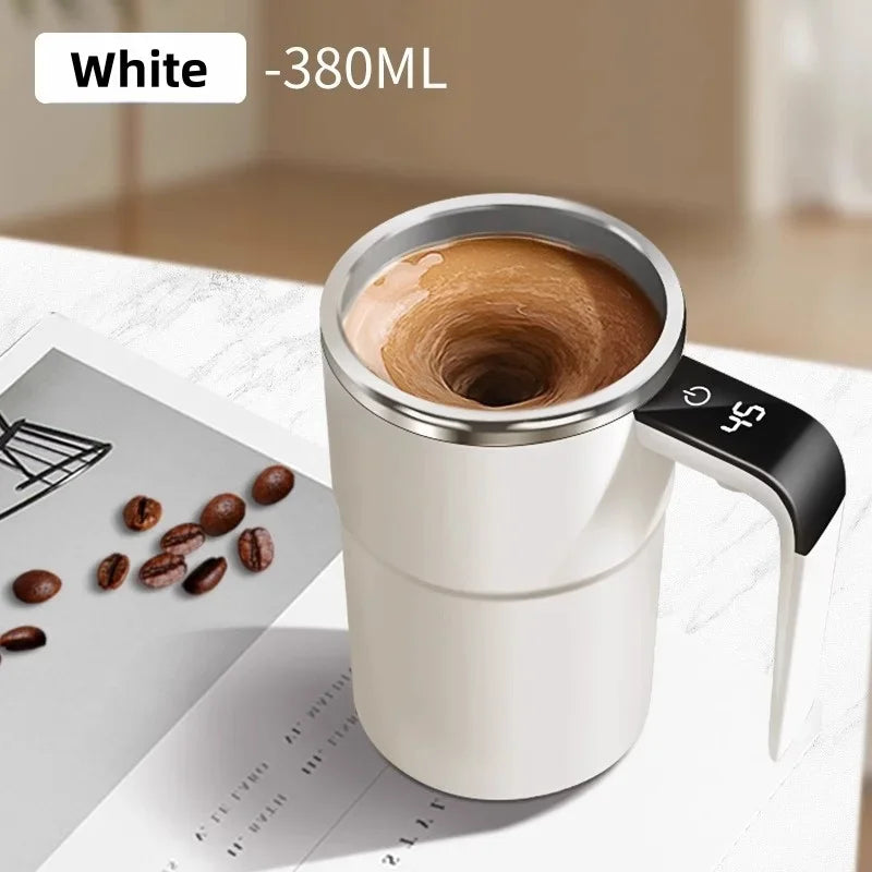 380ML Electric Waterproof Coffee Self Mixing Mug IP67 USB Charging & Digital Display