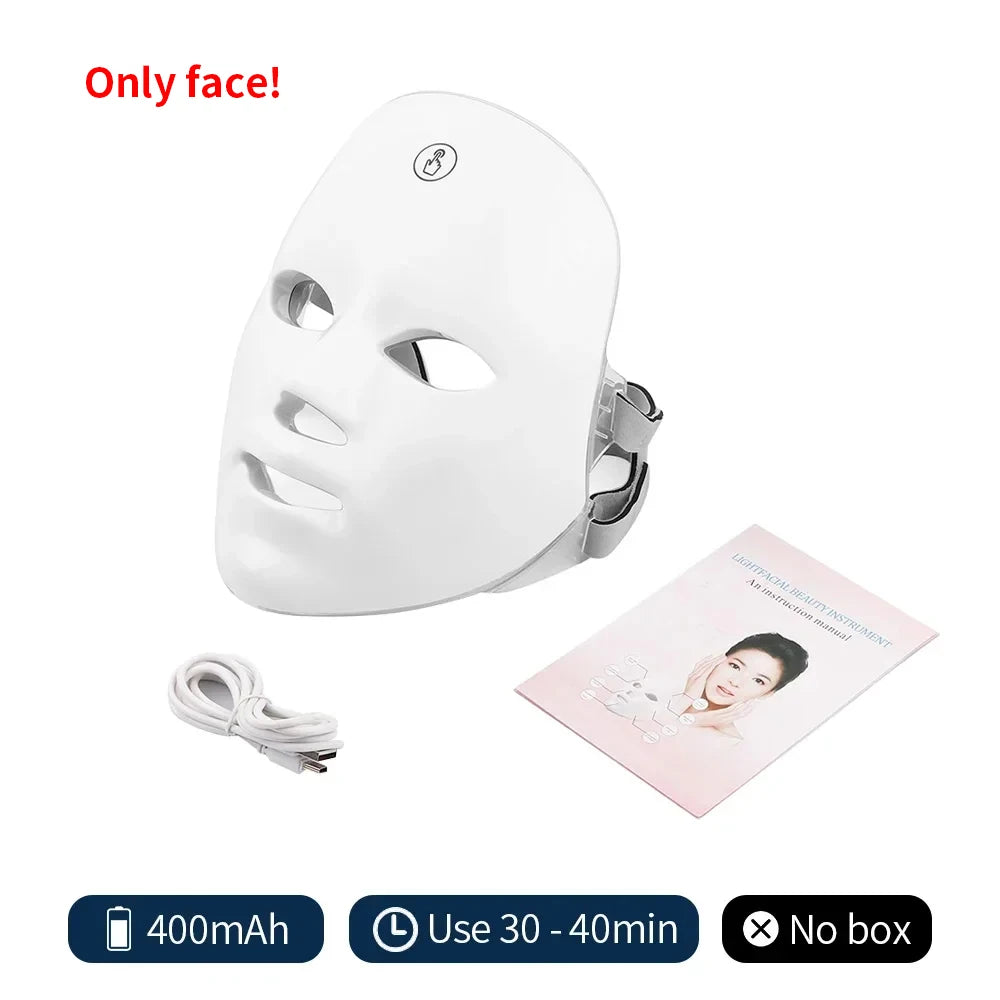 Wireless 7 Colors LED Face Tightening Rejuvenation Facial Mask