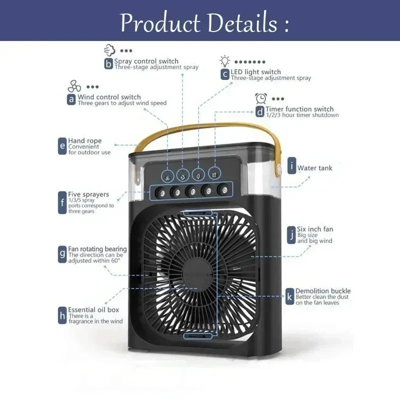 New 3 In 1 LED Fan Humidifier/Air Conditioner