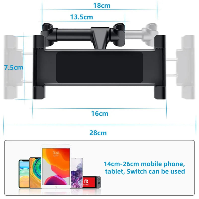 Rear Car Phone & Tablet Holder 4-11 Inch