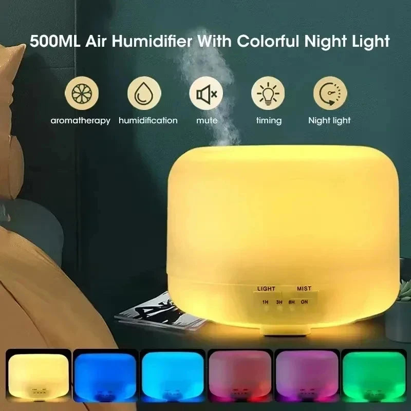 500ML Mini LED Humidifier Aroma Diffuser, Essential Oil Diffuser