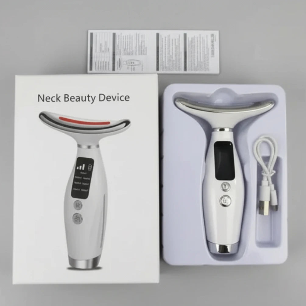 Portable 7 Colors LED Light Therapy Face Neck Massager 3 Gears