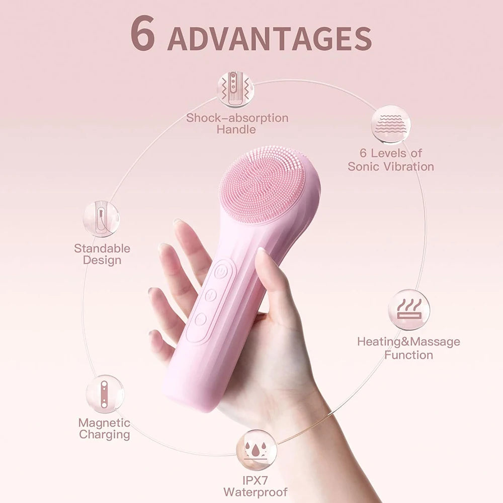 Waterproof Facial Cleansing Brush Rechargeable Scrubber Exfoliating