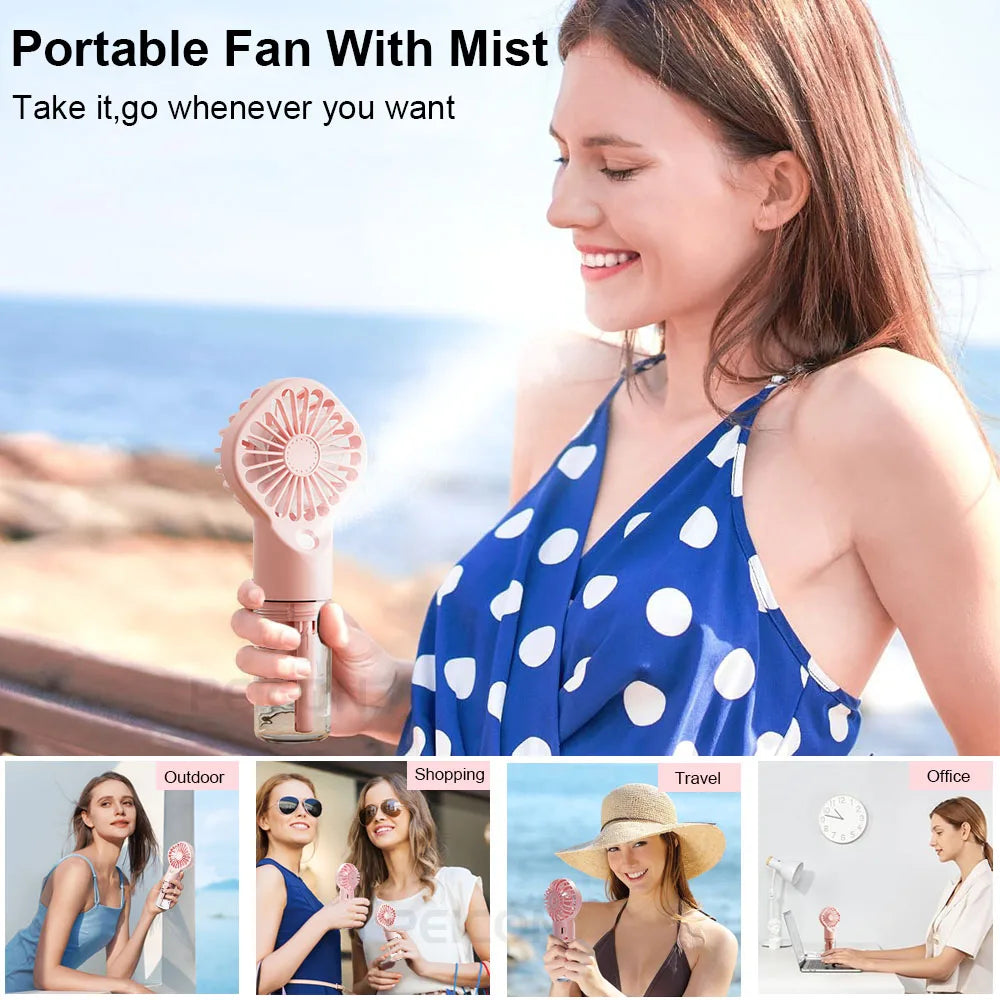Portable Mini Handheld Mist Fan USB & Rechargeable