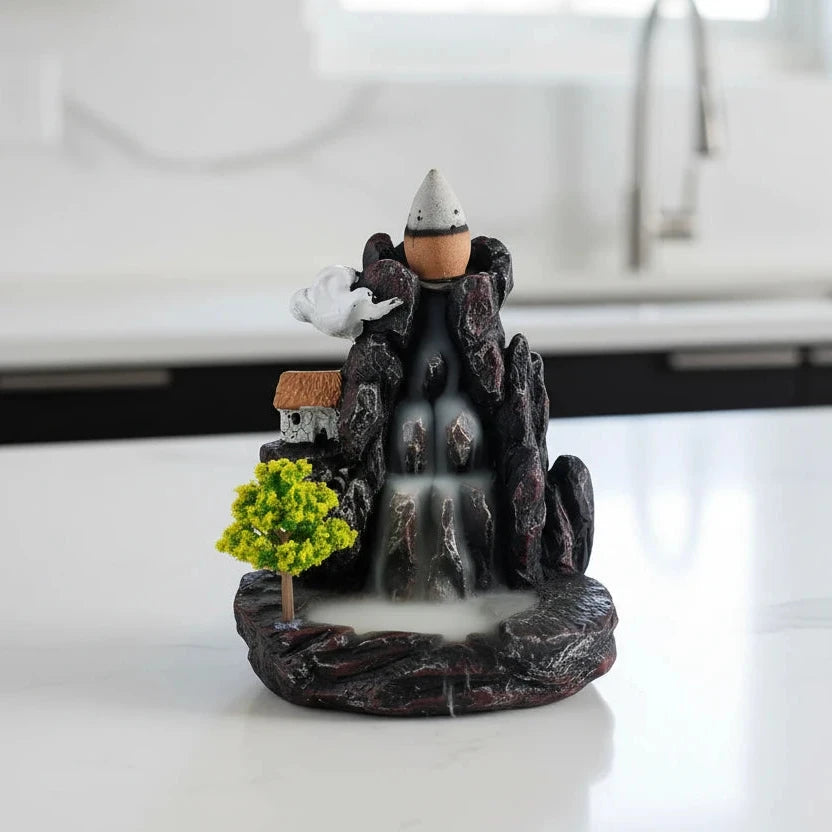 Incense Burner Mountain, River Waterfall Fragrance Fireplace