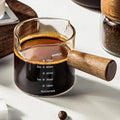 Wooden Handle Hand-brew Coffee Glass Coffee Measuring Cup Precise Scale, 750ML