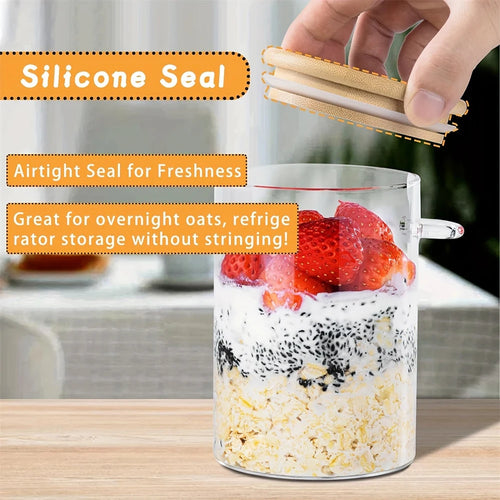 1/2/3/4pcs Airtight Glass Jars with Bamboo Lids and Spoons 18oz Transparent Glass