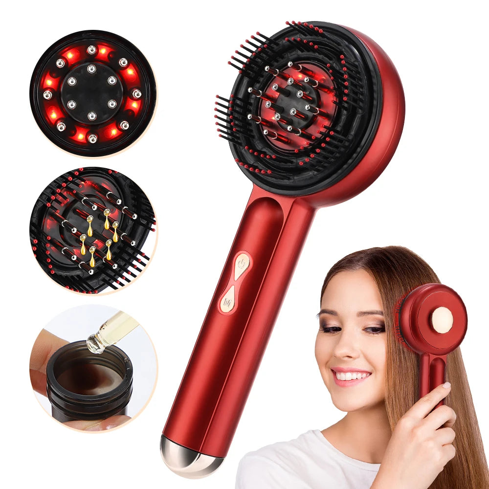 Red Light Therapy Hair Growth Massager Anti Hair Loss & Built-in Liquid Oil Applicator