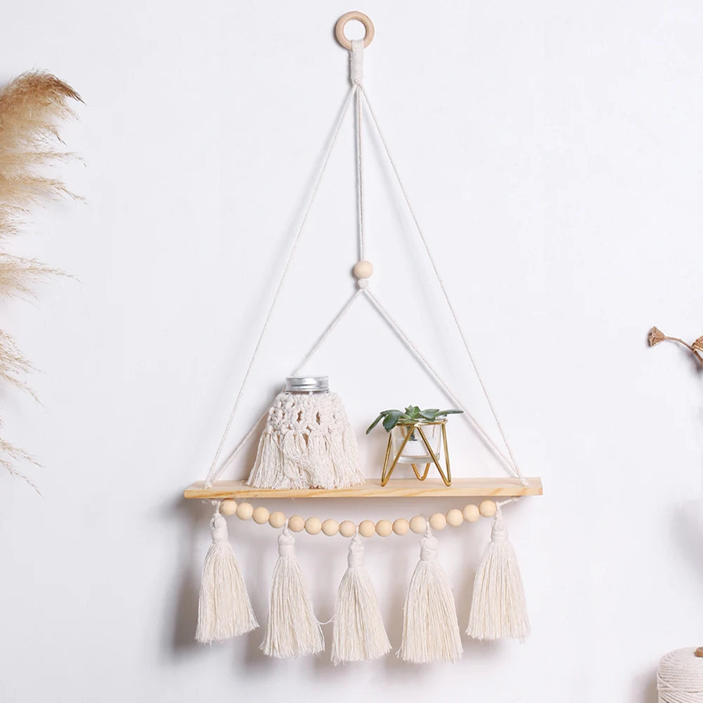 Macrame Wall Hanging Floating Shelf Boho