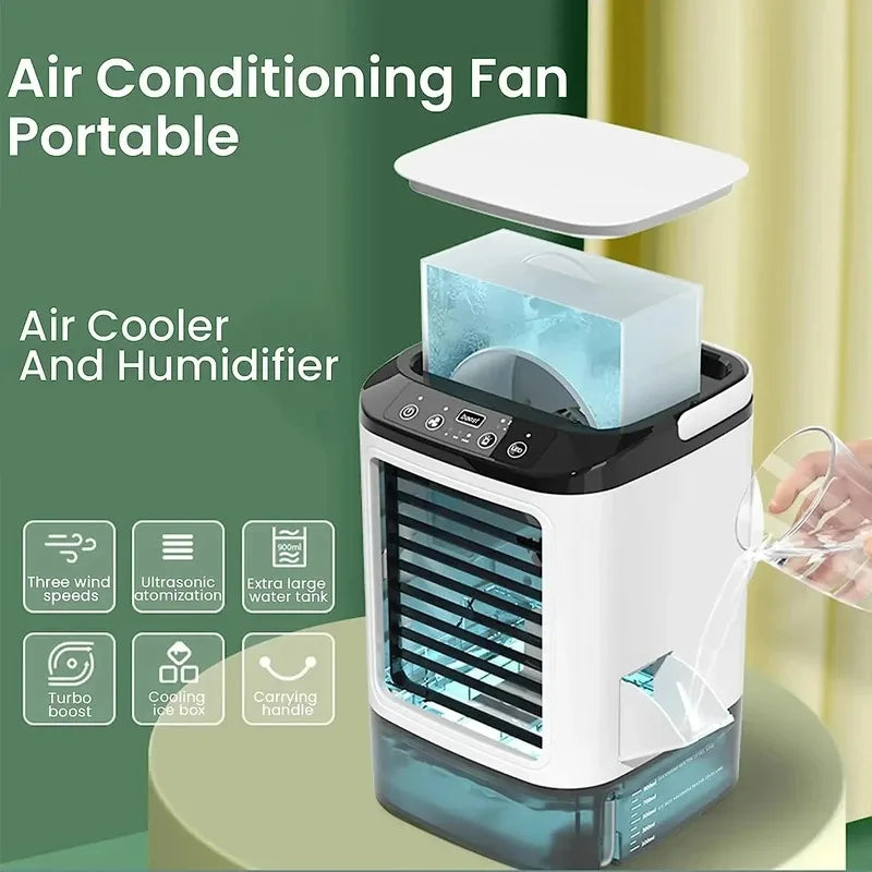 Portable Air Conditioner Fan Dual Spray 3-Speed Electric Fan for Home
