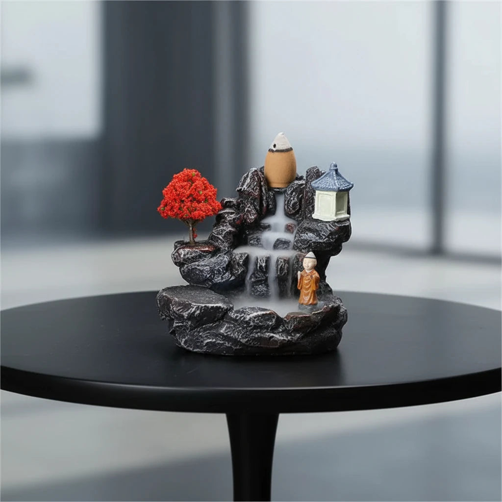 Incense Burner Mountain, River Waterfall Fragrance Fireplace