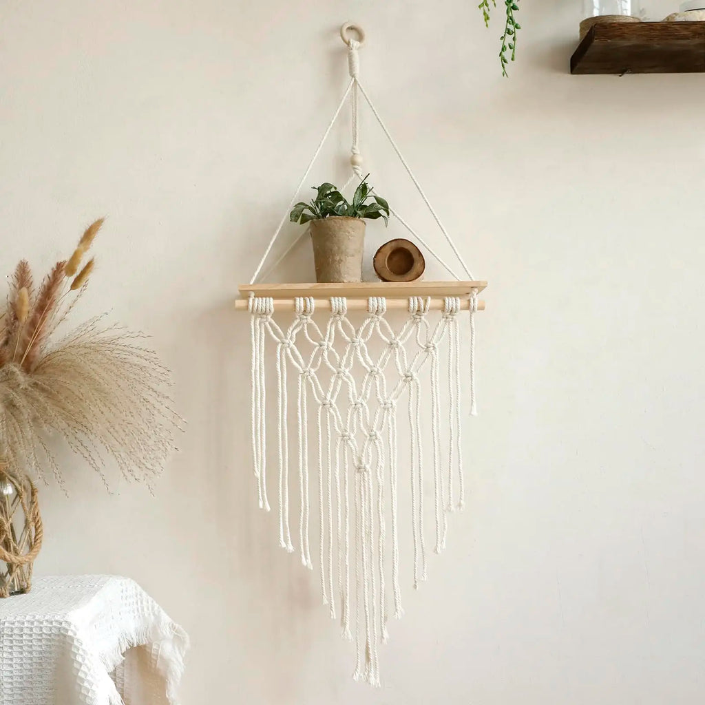 Macrame Wall Hanging Floating Shelf Boho