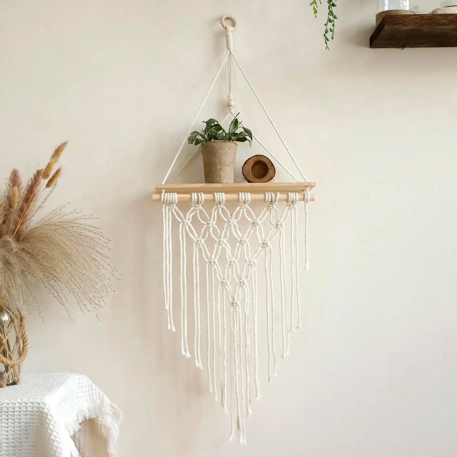 Macrame Wall Hanging Floating Shelf Boho