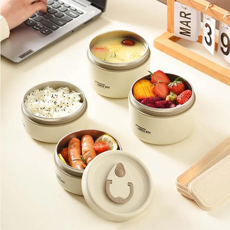 Portable Insulated Food Lunch Container Set with Thermal Lunch Box 3 Separate Stackable Lunch Containers
