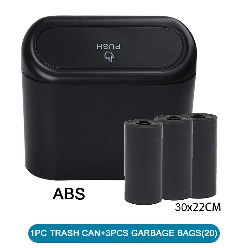 Car Trash Can (with Lid) Contains 60 (300) Garbage Bags, Leak-proof Mini Car Accessories