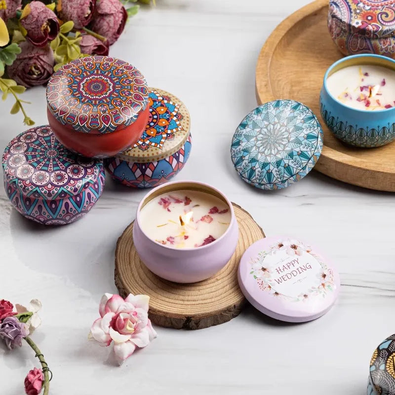 1/4PCS Vintage Scented Candles  Flower Fragrance Candle