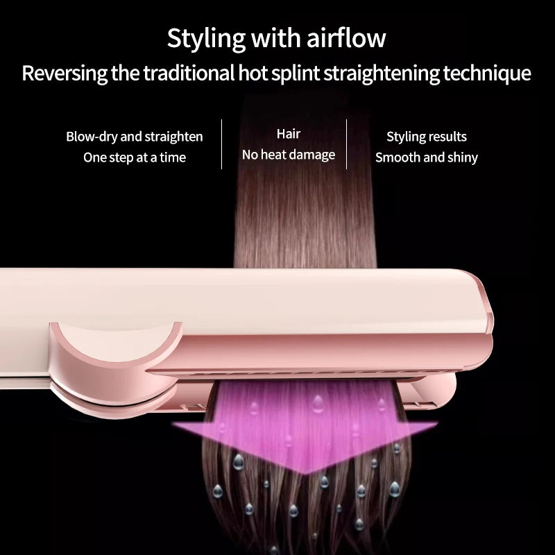 2-in-1 Hair Dryer and Flat Iron Dual Heat Hair Styler for Quick Drying and Straightening