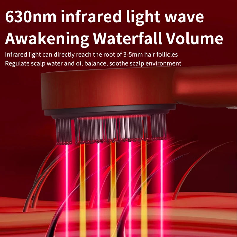 Red Light Therapy Hair Growth Massager Anti Hair Loss & Built-in Liquid Oil Applicator