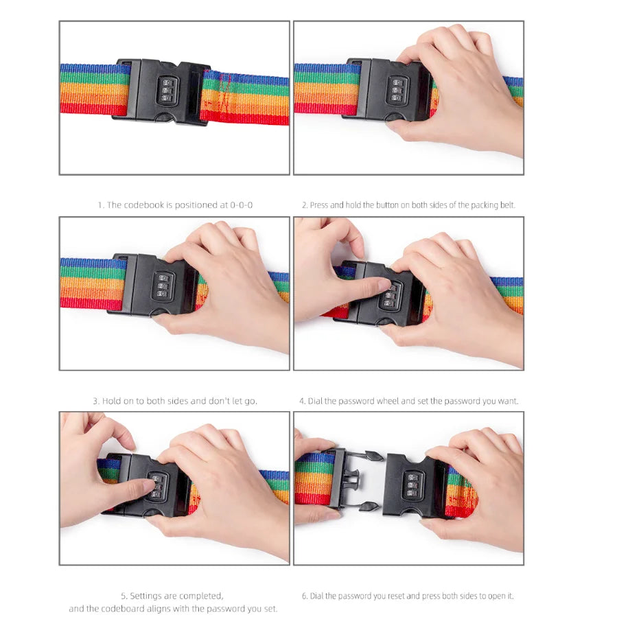 Adjustable Luggage Security Lock Belts Strong Elastic Extra Safety