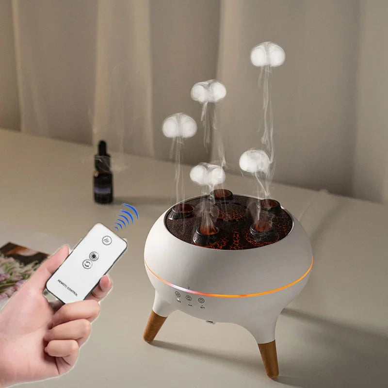 Dynamic Jellyfish Air Humidifier 250ml Essential Oil Diffuser Remote Control With 7 Colorful Night Lights