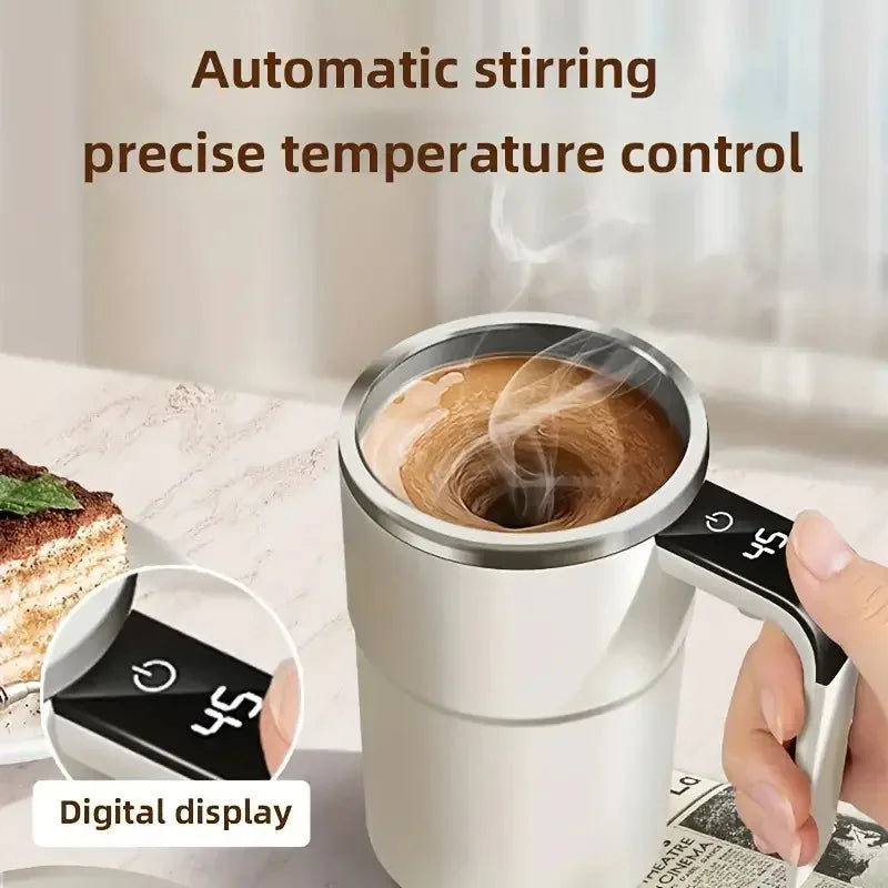 380ML Electric Waterproof Coffee Self Mixing Mug IP67 USB Charging & Digital Display