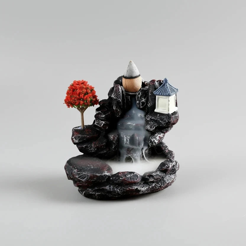 Incense Burner Mountain, River Waterfall Fragrance Fireplace