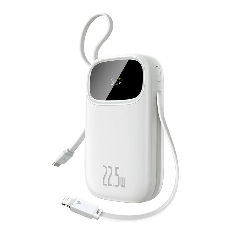 22.5W 10000mAh 20000mAh Power Bank Built-In Retractable USB-C & Lightning Cable