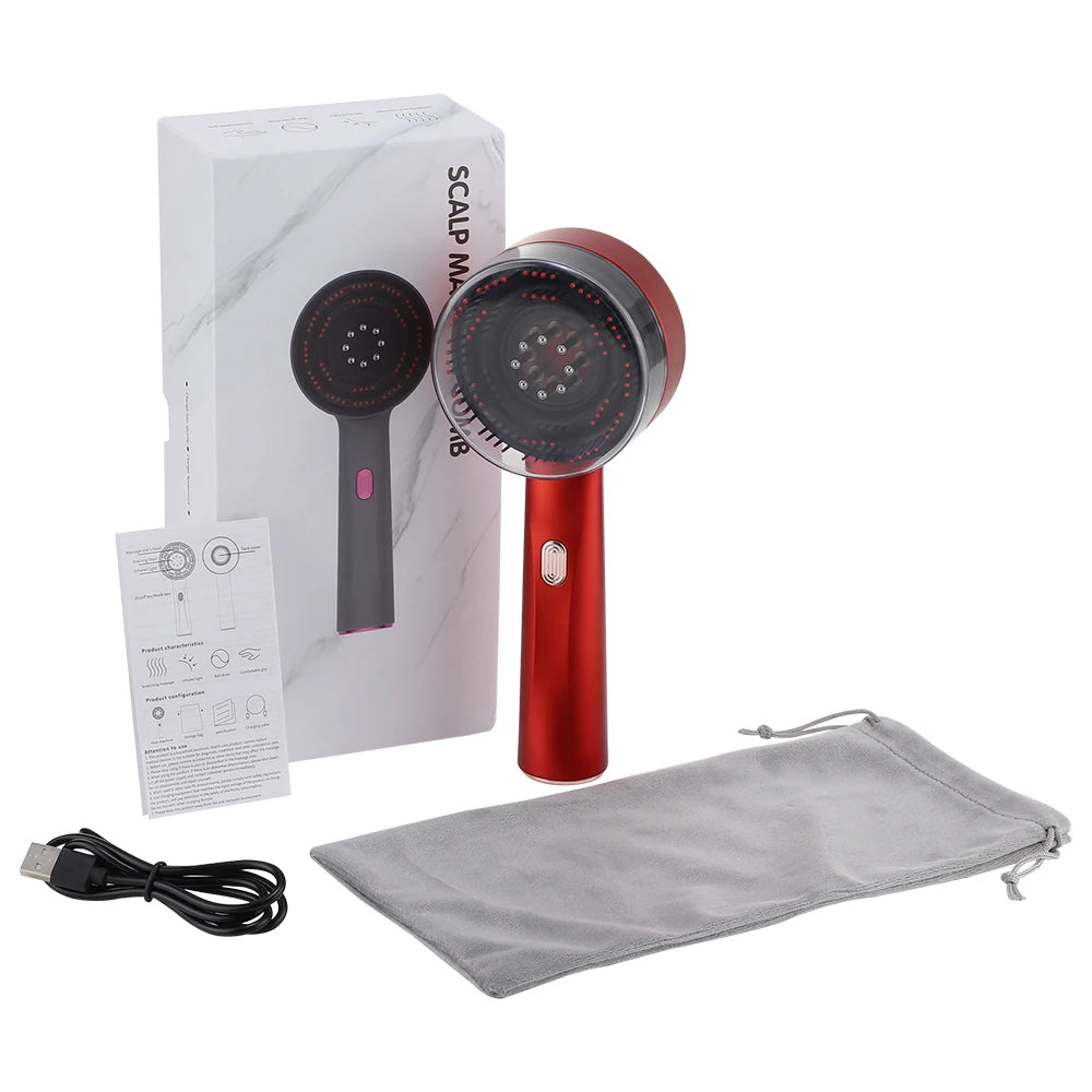 Red Light Therapy Hair Growth Massager Anti Hair Loss & Built-in Liquid Oil Applicator