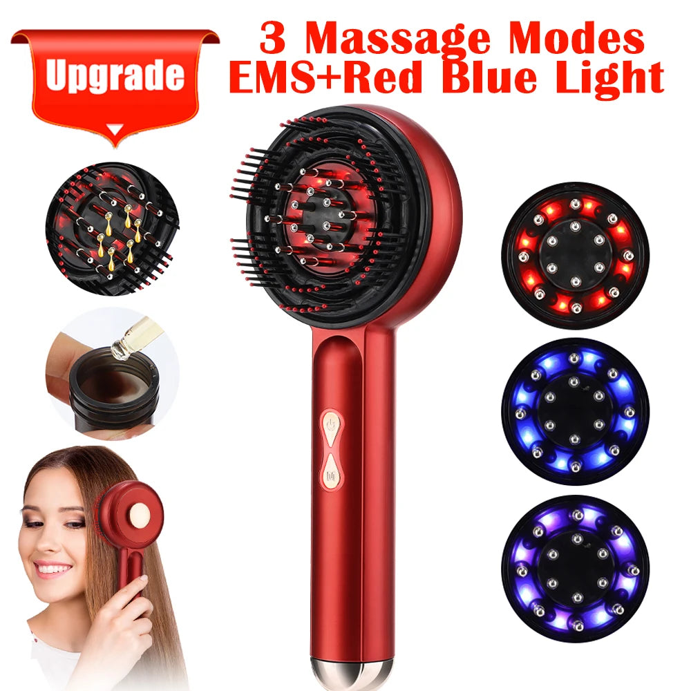 Red Light Therapy Hair Growth Massager Anti Hair Loss & Built-in Liquid Oil Applicator