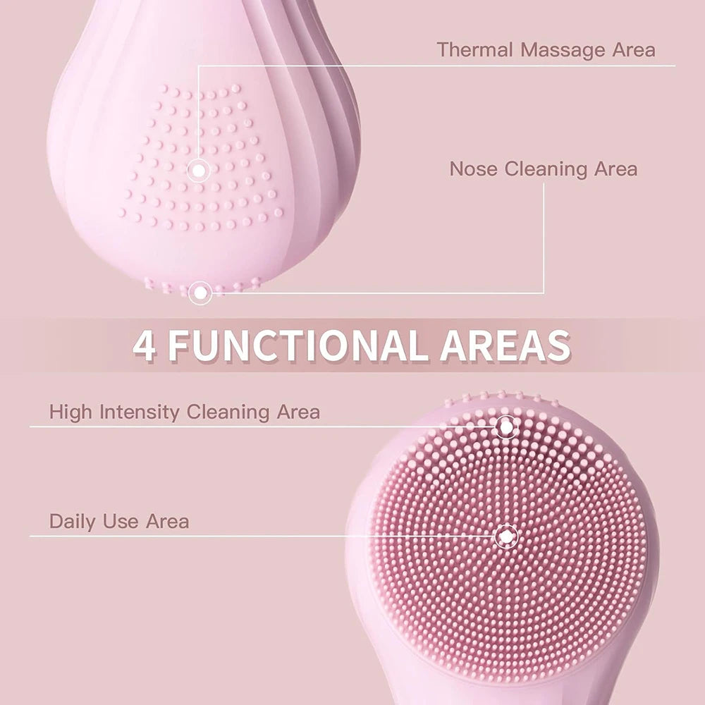 Waterproof Facial Cleansing Brush Rechargeable Scrubber Exfoliating