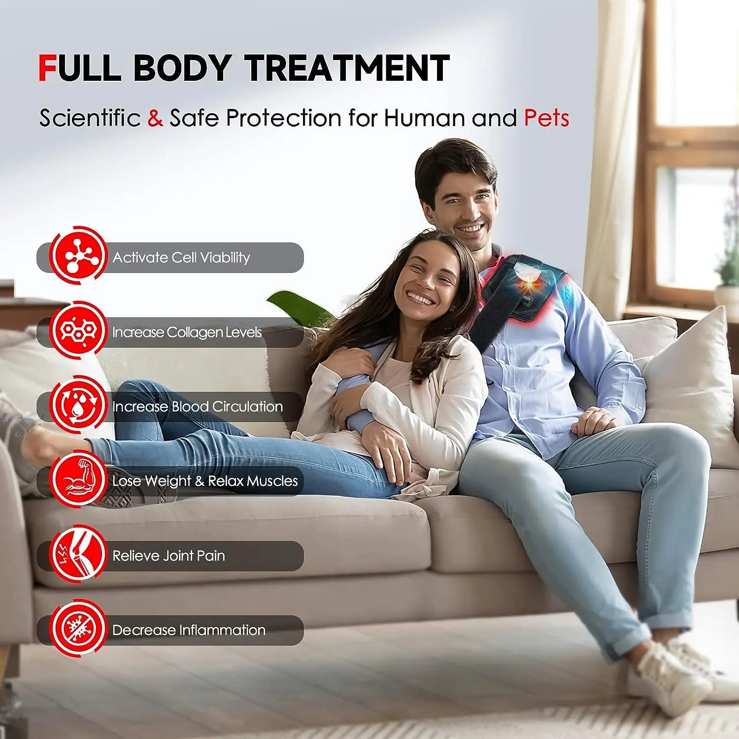 60 Red ＆Infrared LED Light Therapy Belt 850nm 660nm
