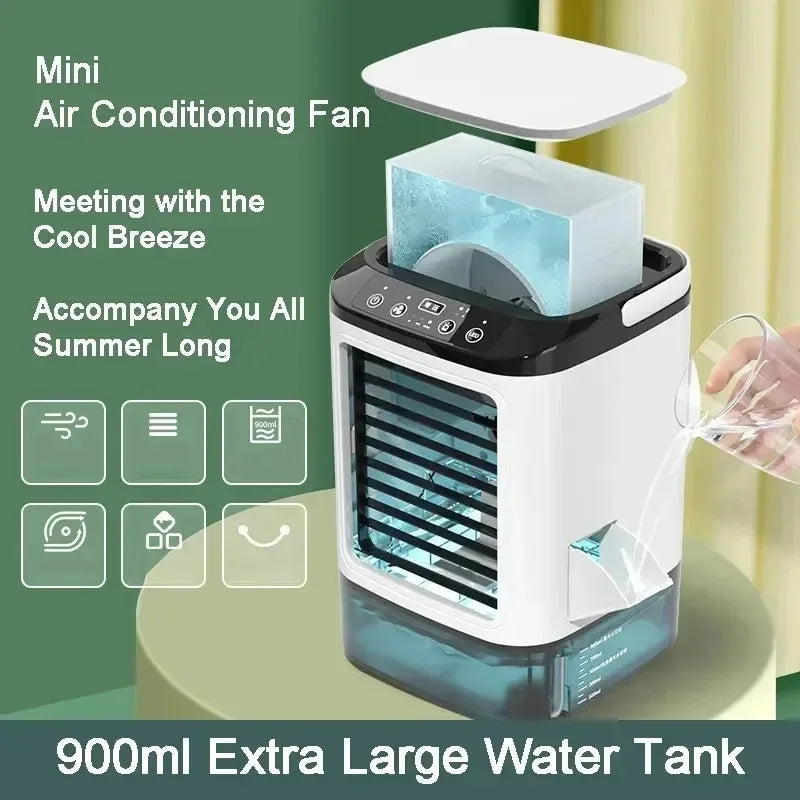 Portable Air Conditioner Fan Dual Spray 3-Speed Electric Fan for Home