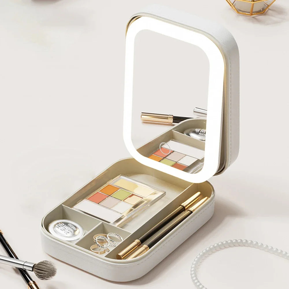LED Portable Travel Makeup Mirror Storage Box