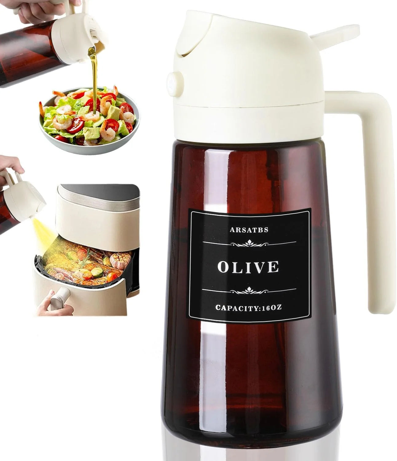 2-in-1 Glass Oil Dispenser & Sprayer - 16oz/470ml Leakproof