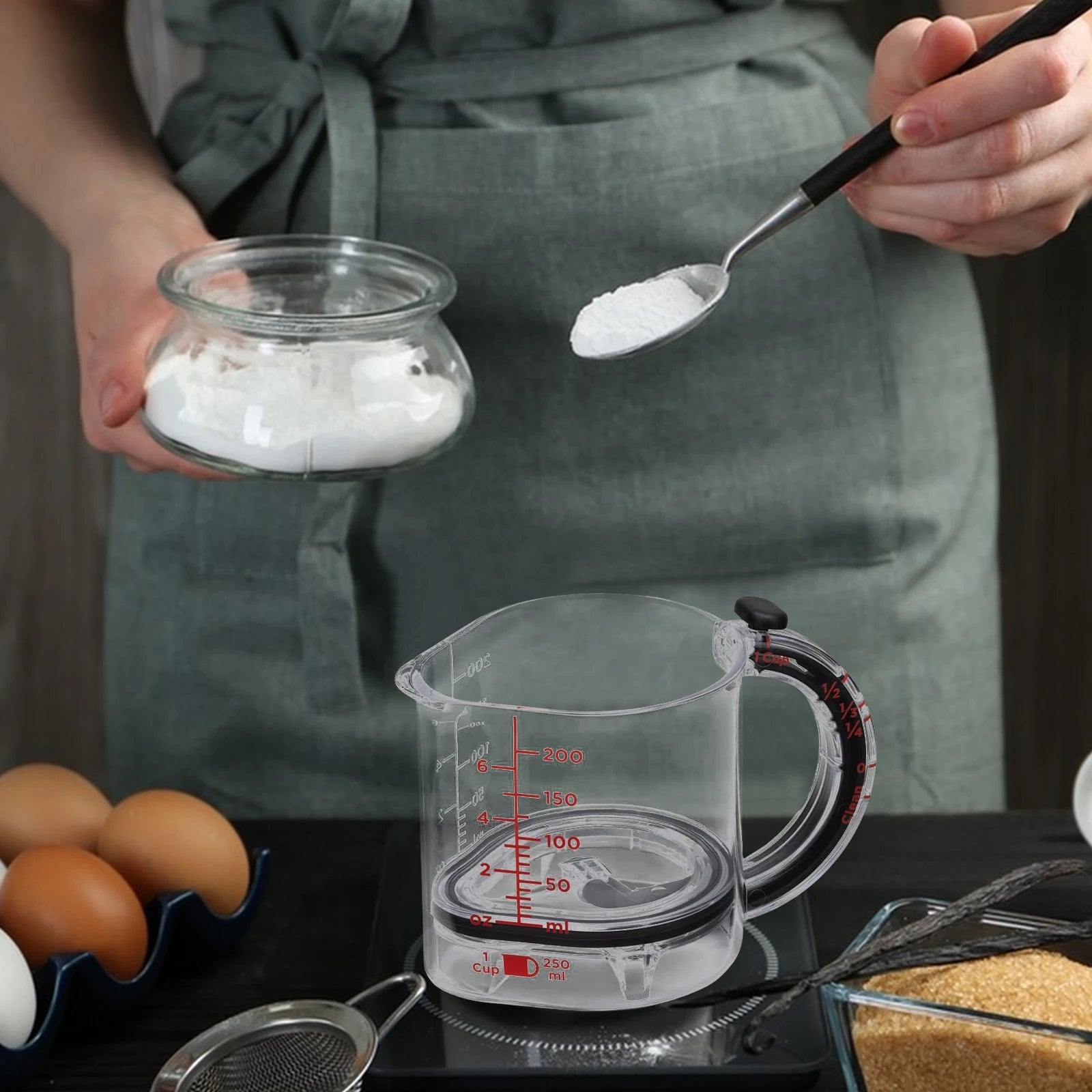 4 in 1 Adjustable Measuring Cup with Scraper-Style Seal Base