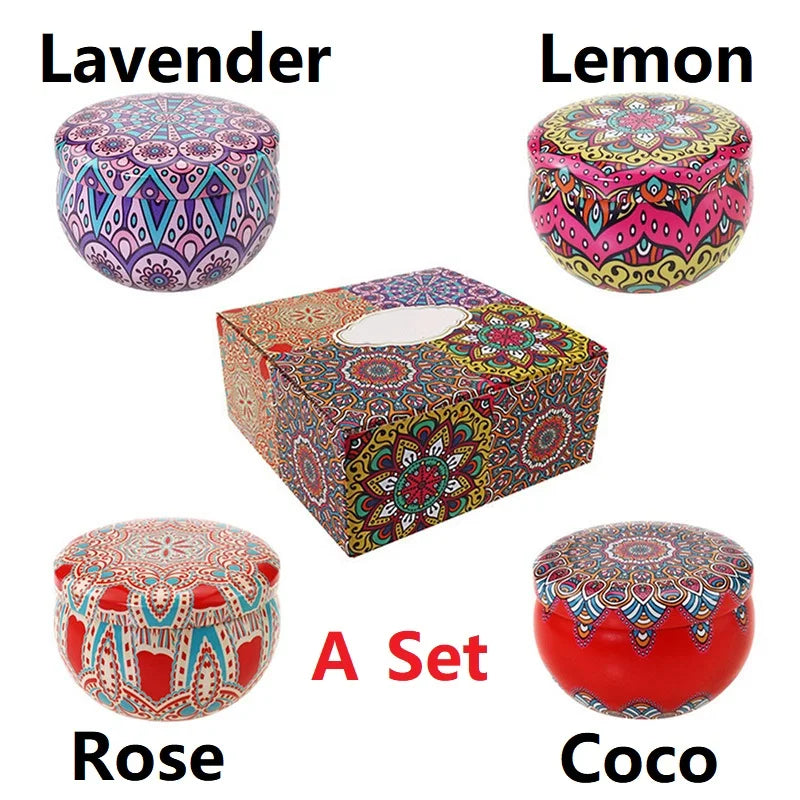 1/4PCS Vintage Scented Candles  Flower Fragrance Candle