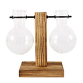 Creative Glass Planter Bulb Vase Wooden Stand Hydroponic Plant Container