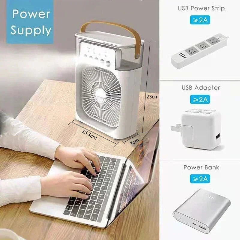 New 3 In 1 LED Fan Humidifier/Air Conditioner
