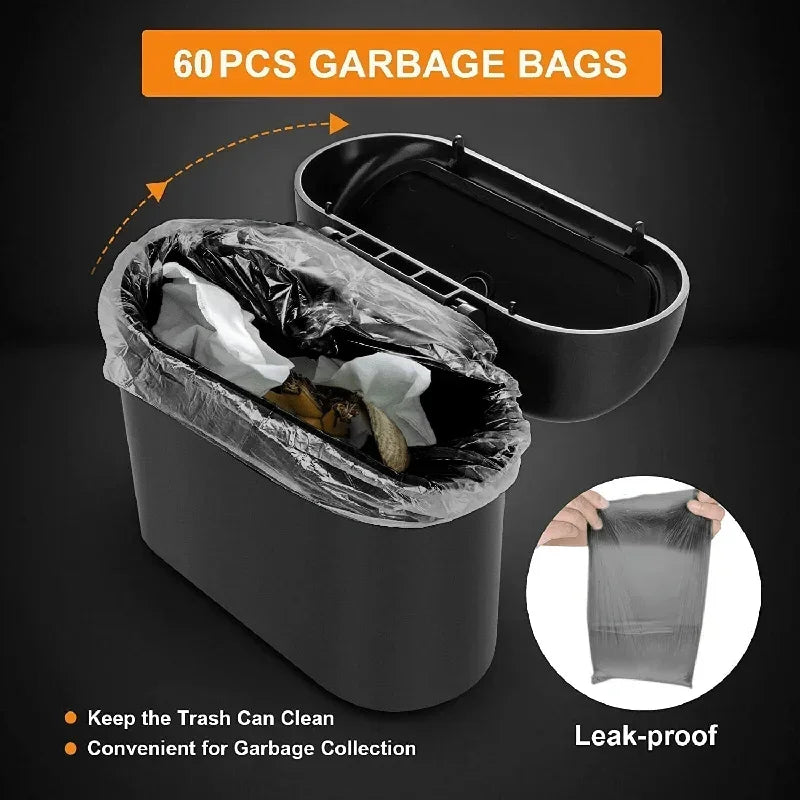 Car Trash Can (with Lid) Contains 60 (300) Garbage Bags, Leak-proof Mini Car Accessories