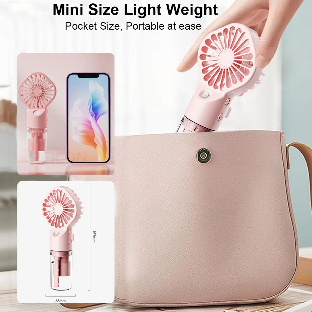 Portable Mini Handheld Mist Fan USB & Rechargeable