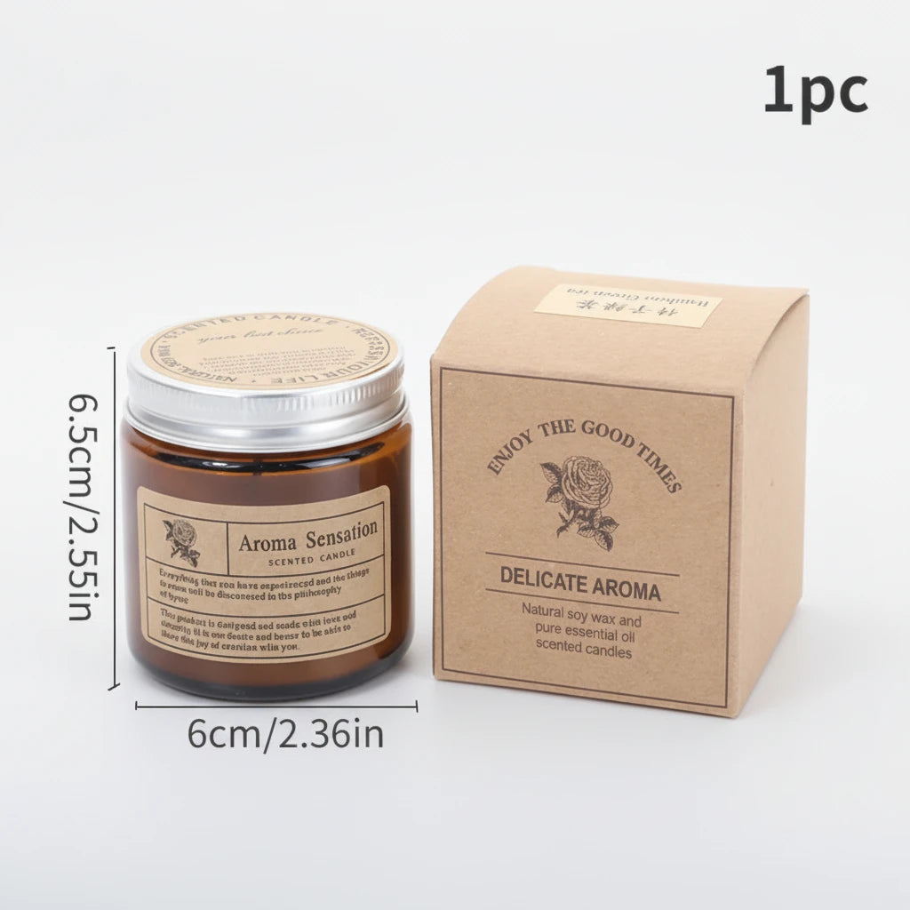 1pc Brown Glass Cup Aromatherapy Candle
