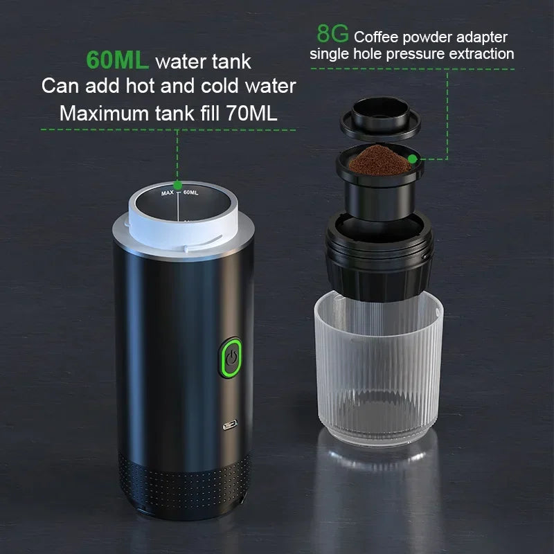 Wireless Electric Portable Espresso Coffee Machine for Car & Camping