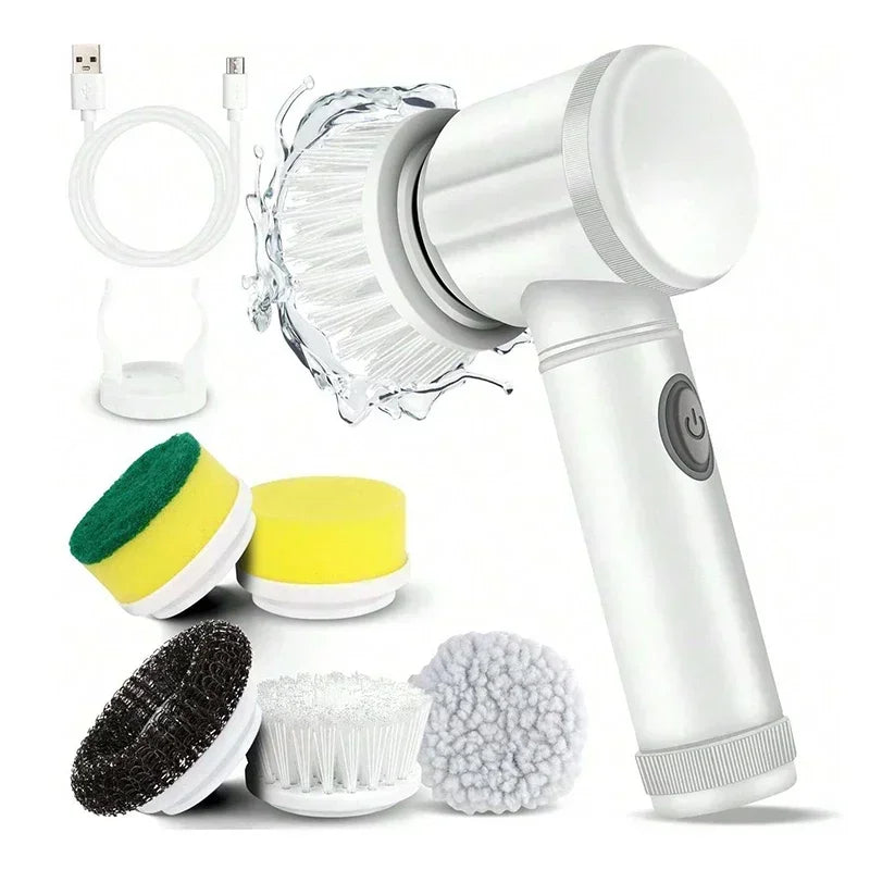 Cordless Electric Spin Scrubber Rechargeable 5 in 1 Brush Heads for Bathroom or Kitchen