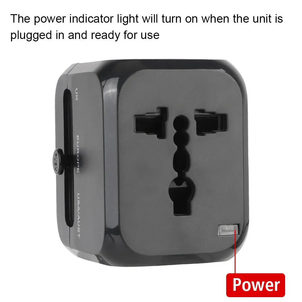 Universal All-in-One Wall Travel Charger Adapter with 2 USB And 1 Type C - Includes US EU UK AU Plugs