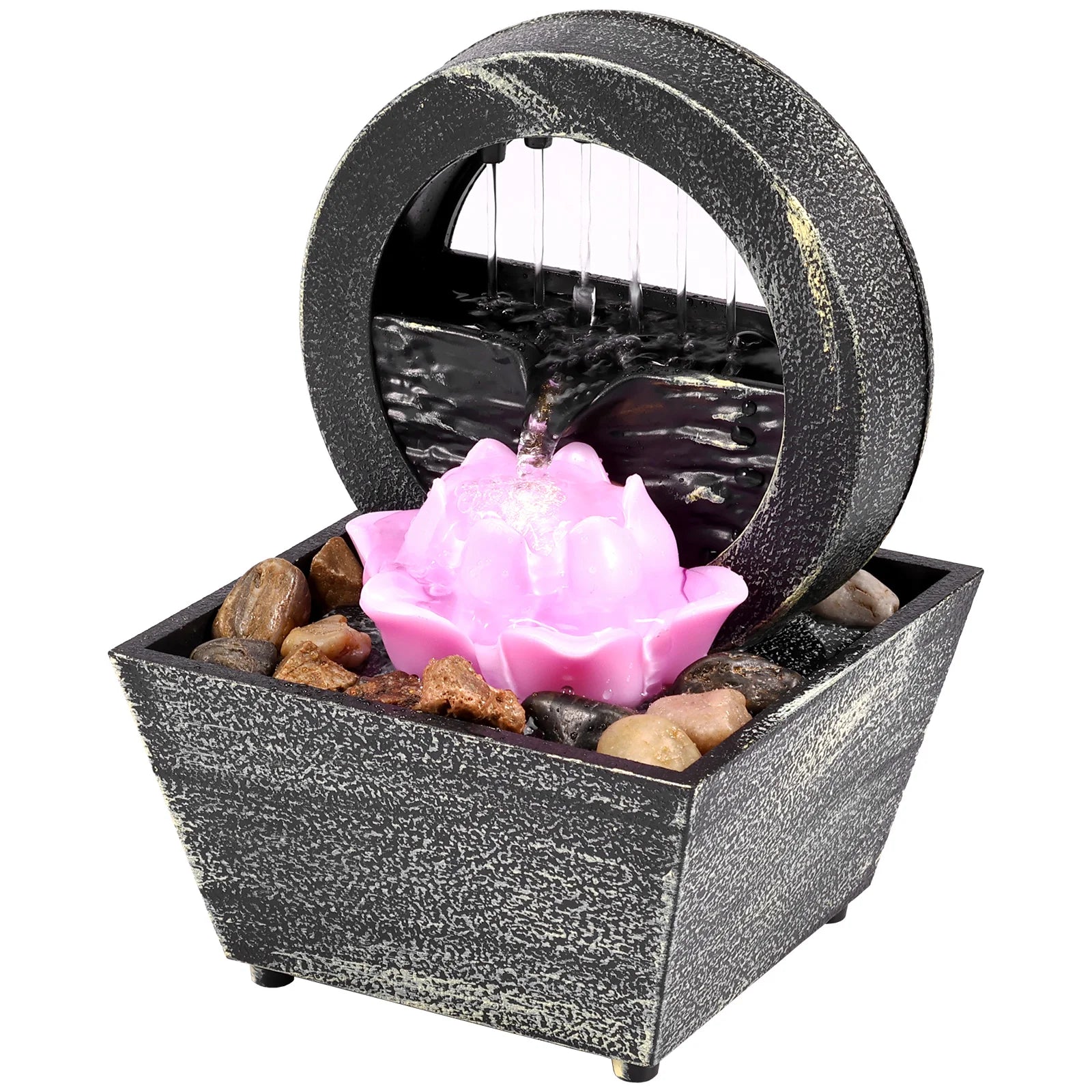 Tabletop Waterfall Home Decor Relaxation Meditation Desktop Fountain with Soft Lights