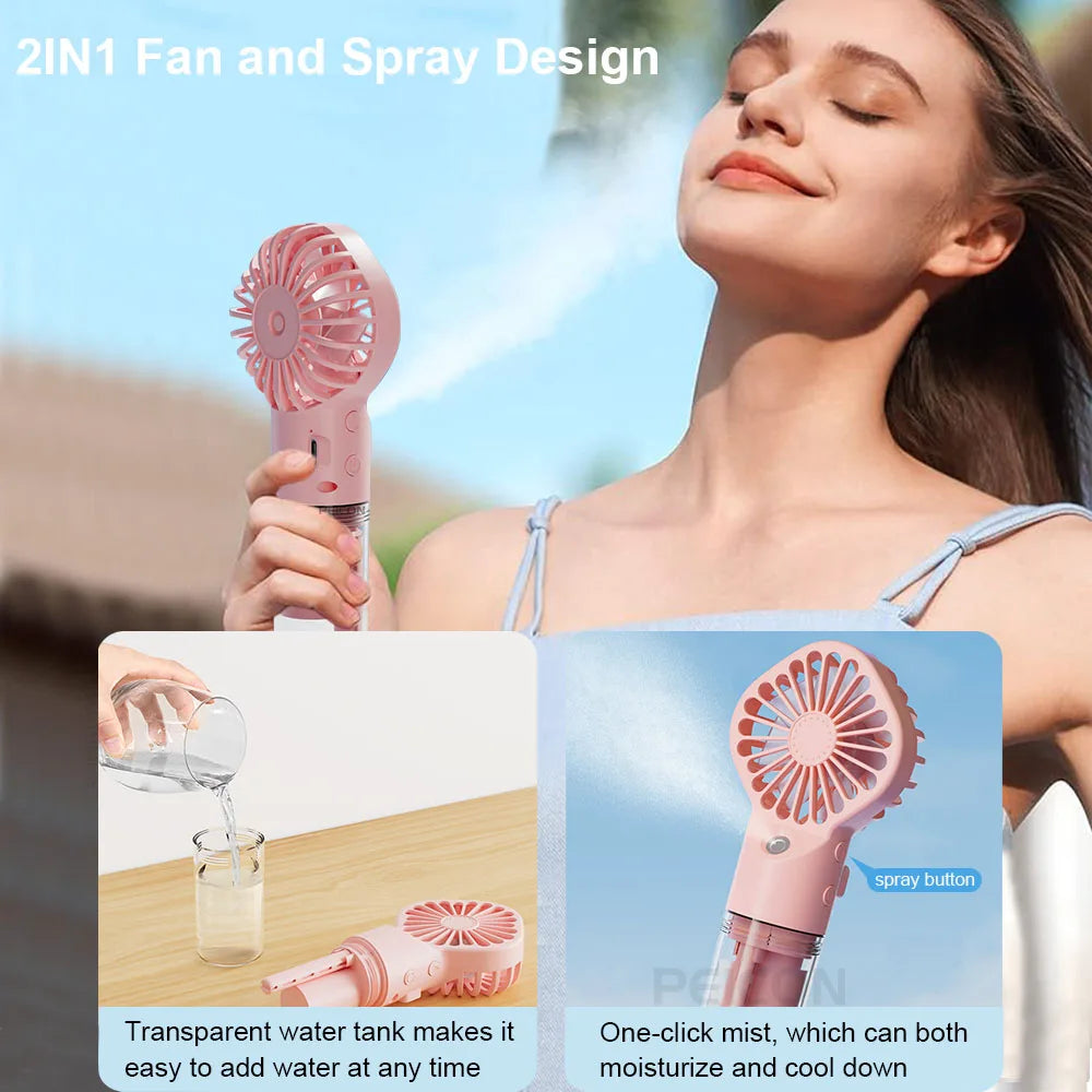 Portable Mini Handheld Mist Fan USB & Rechargeable