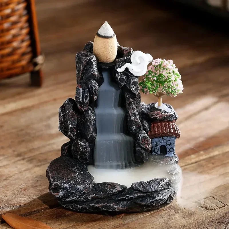 Incense Burner Mountain, River Waterfall Fragrance Fireplace