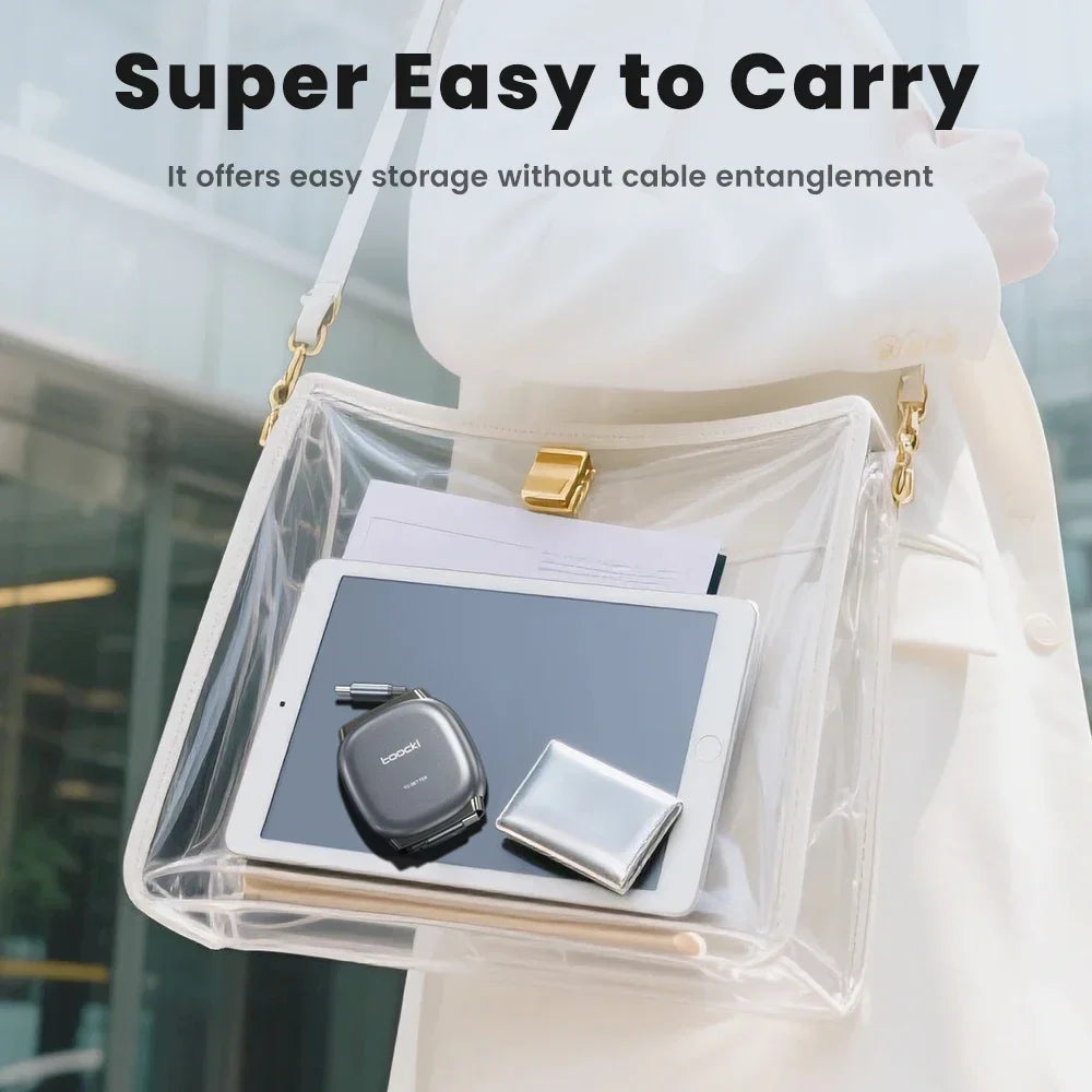 100W Type C Retractable Cable Mini Size 480Mbps