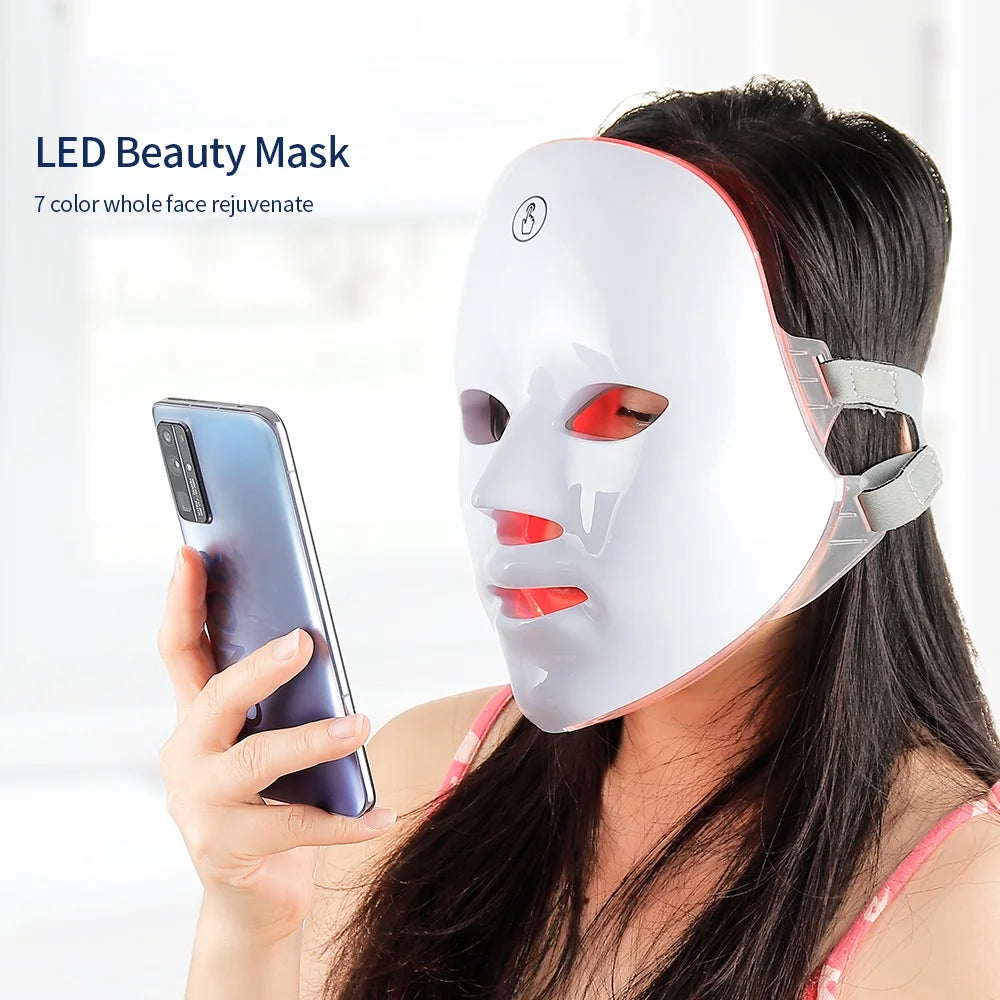 Wireless 7 Colors LED Face Tightening Rejuvenation Facial Mask